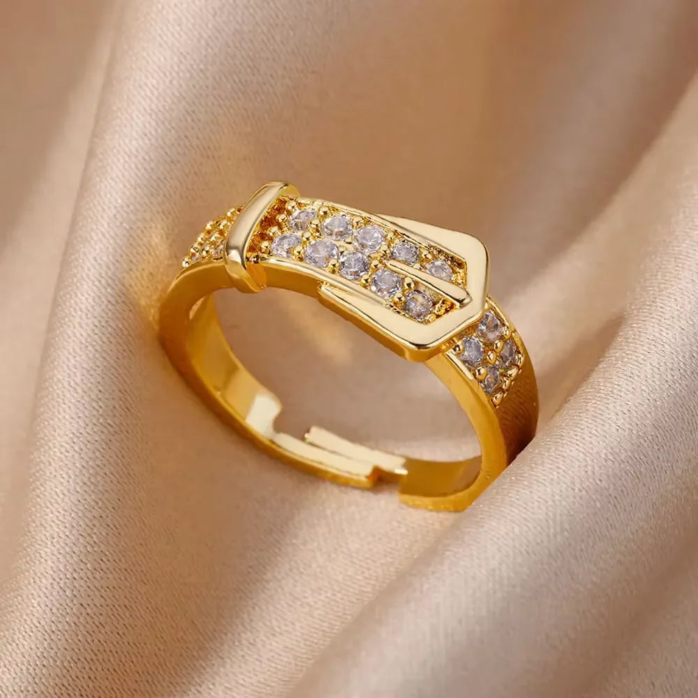 Gold Plated Zircon Crystal Ring