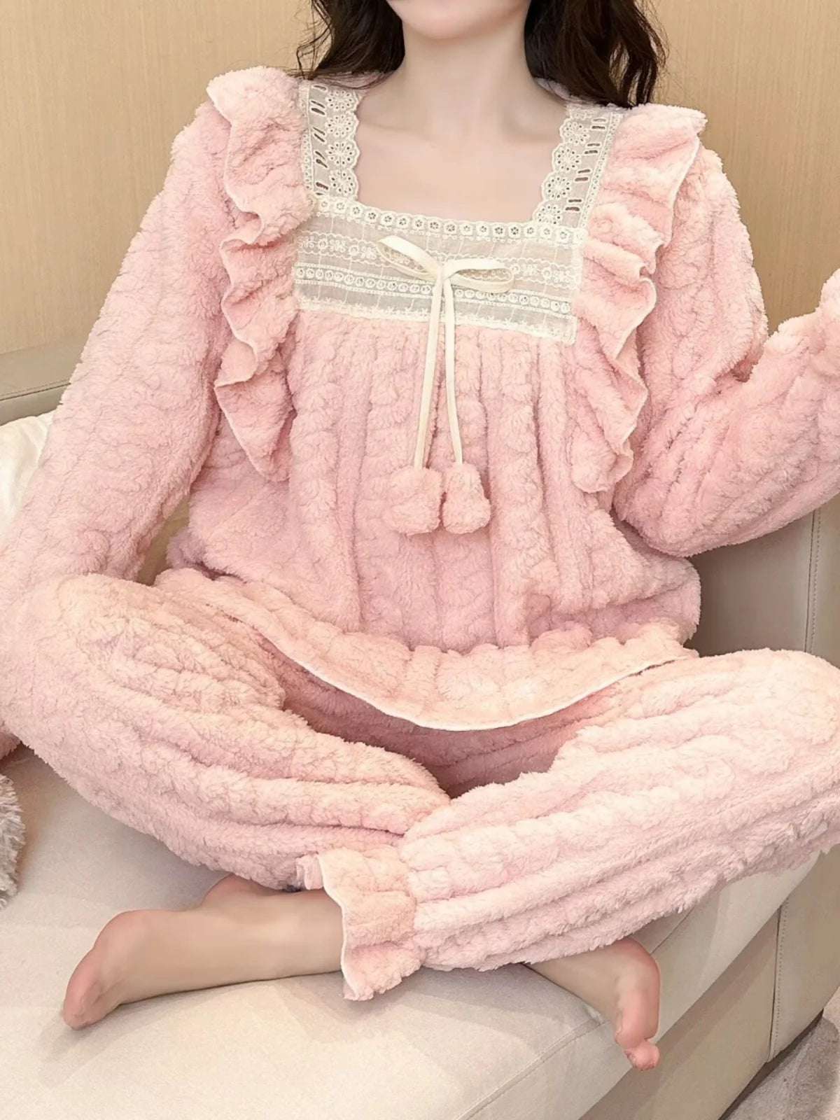 Pyjama Femme Velours Corail Hiver