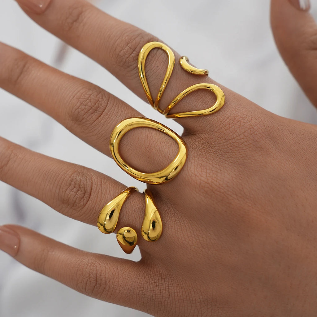 Elegant Stainless Steel Gold Ring
