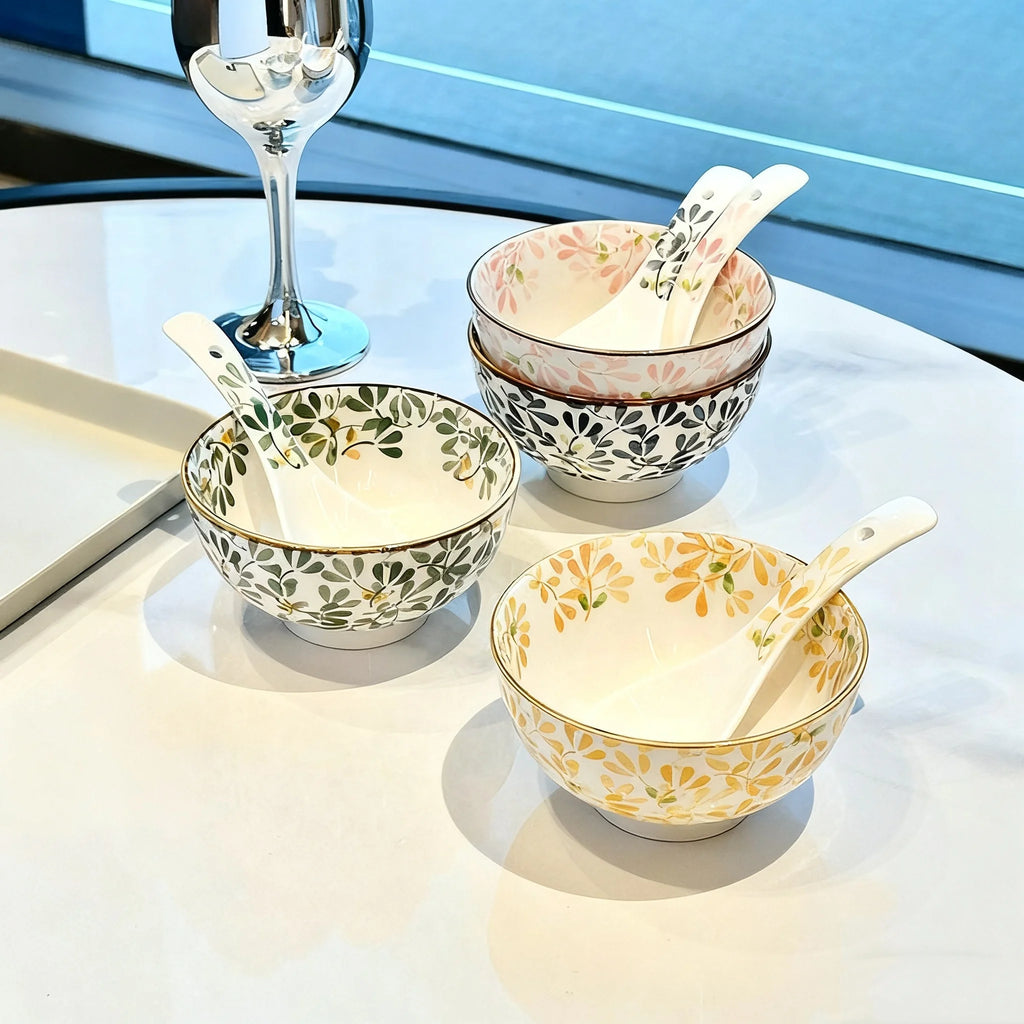 Collection de 4 Bols en Céramique Décor Floral