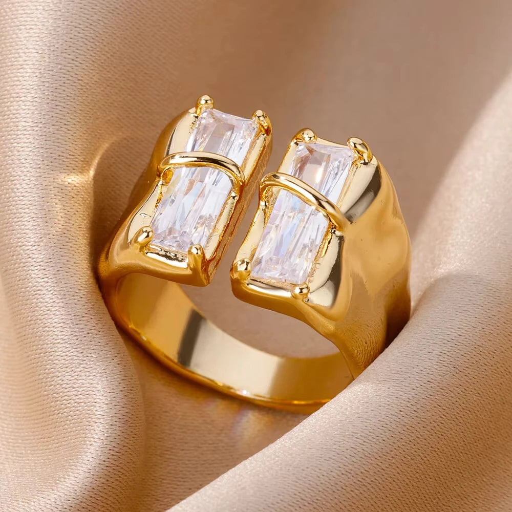 Gold Plated Zircon Crystal Ring