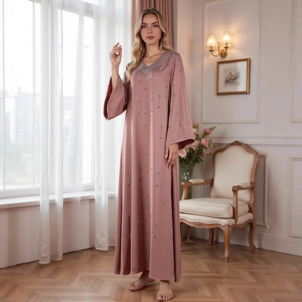 Elegant Diamond Embellished Abaya Dress