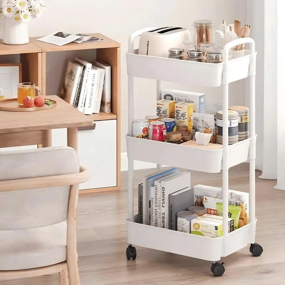 Multi-Functional Kitchen Storage Cart – Movable Floor Rack with Wheels