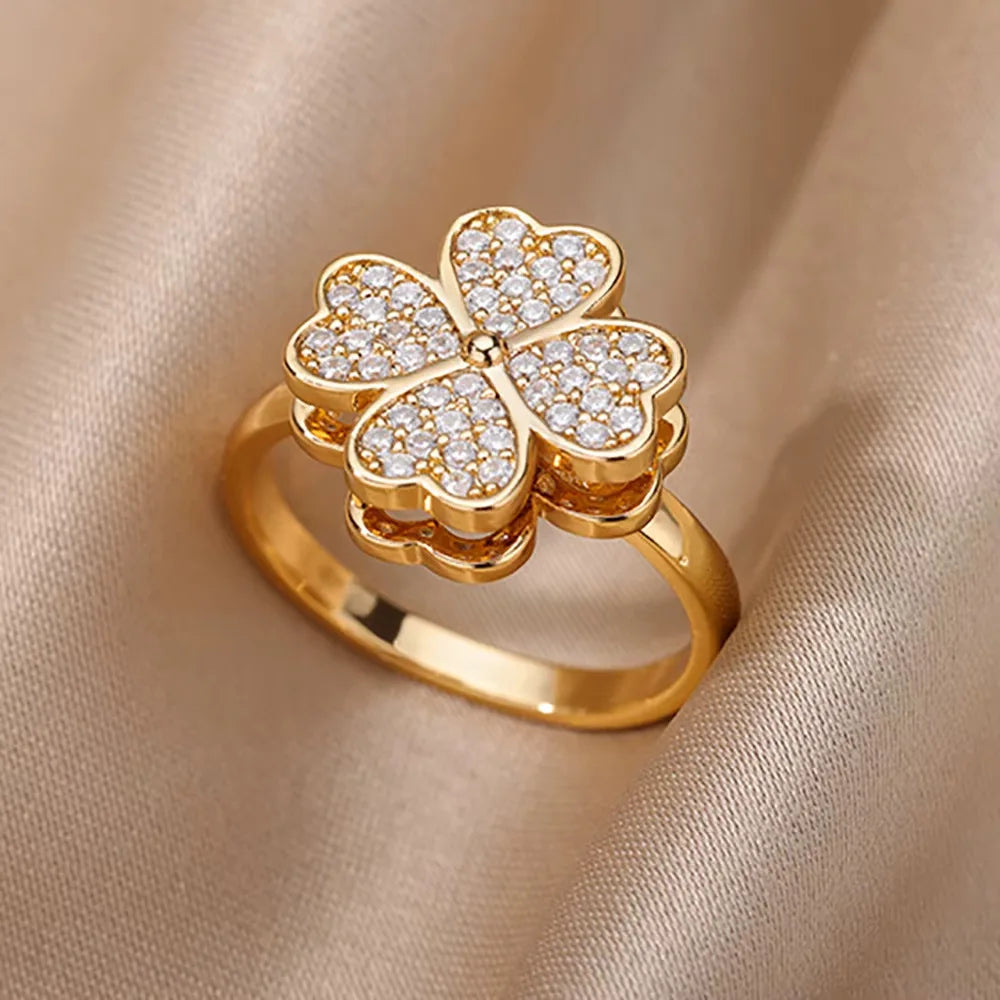 Gold Plated Zircon Crystal Ring