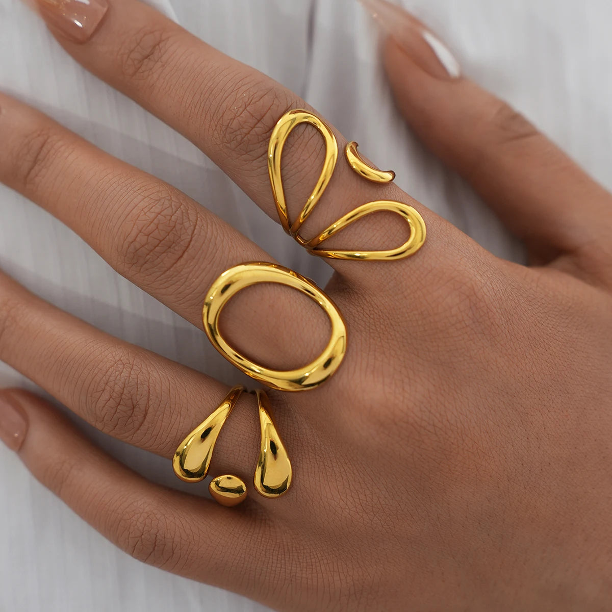 Elegant Stainless Steel Gold Ring