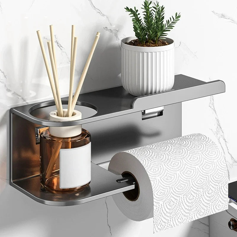 2-in-1 Toilet Paper Holder with Phone Shelf