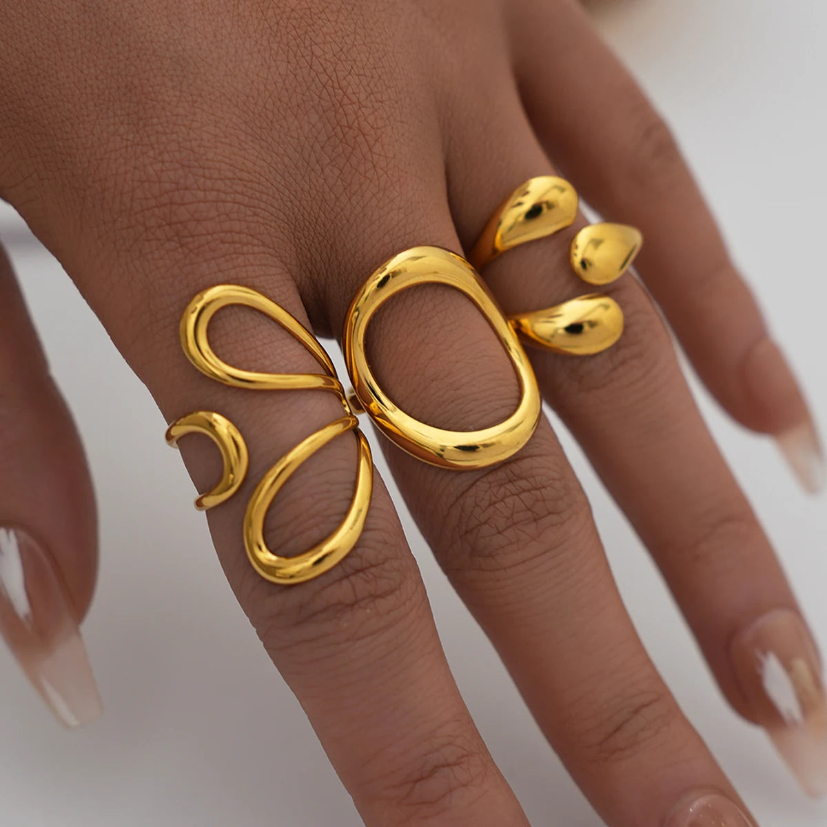 Elegant Stainless Steel Gold Ring