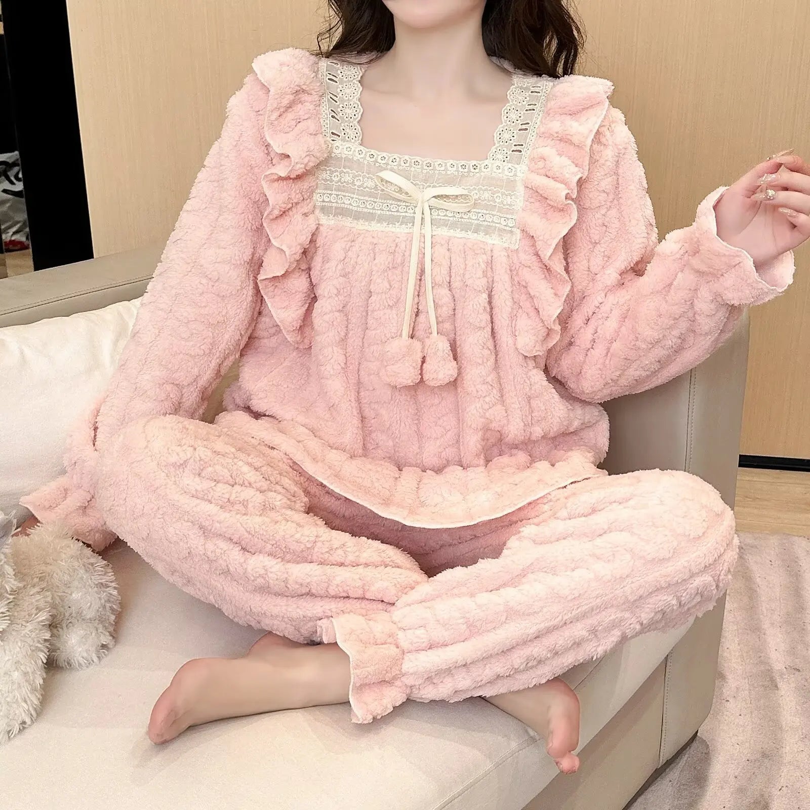 Pyjama Femme Velours Corail Hiver
