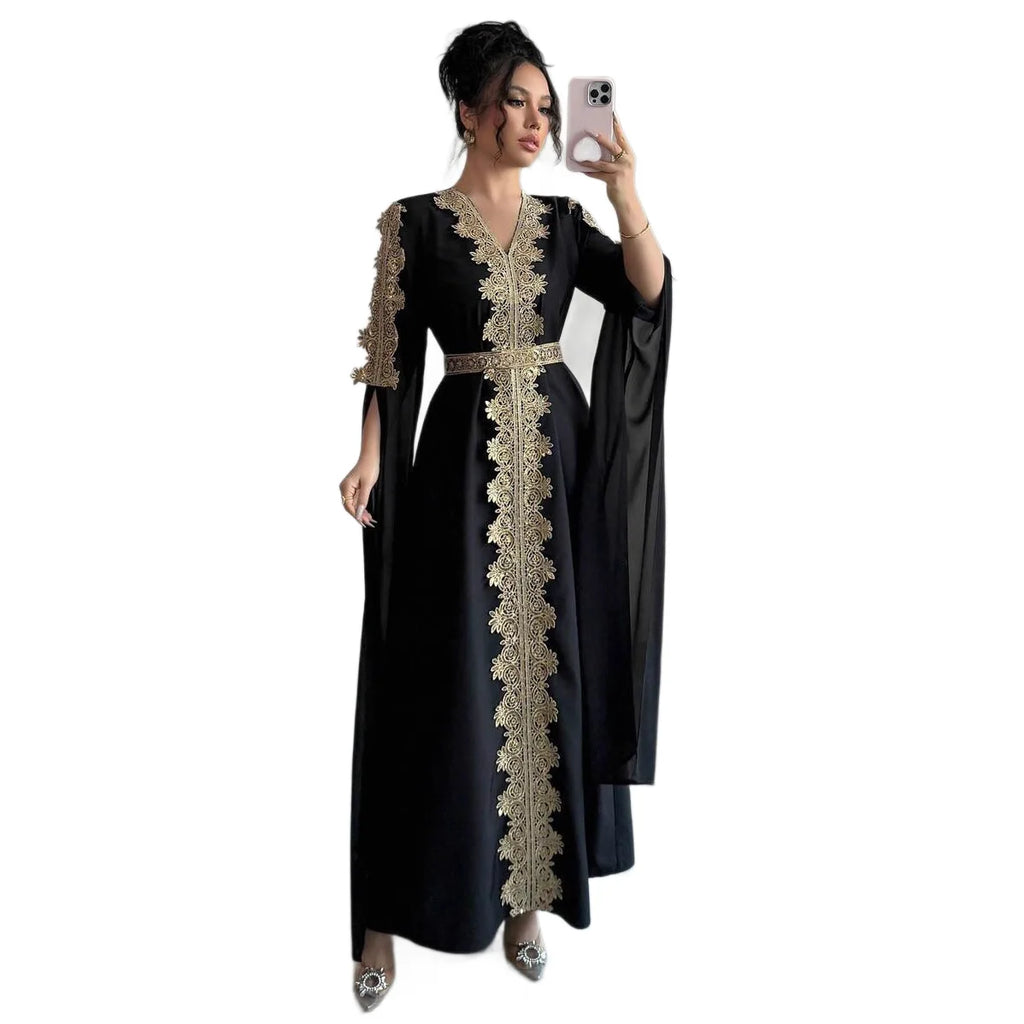 Elegant Eid V-Neck Abaya Dress