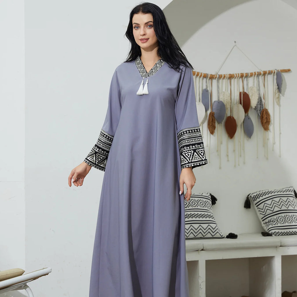 Elegant Embroidered Abaya Gown