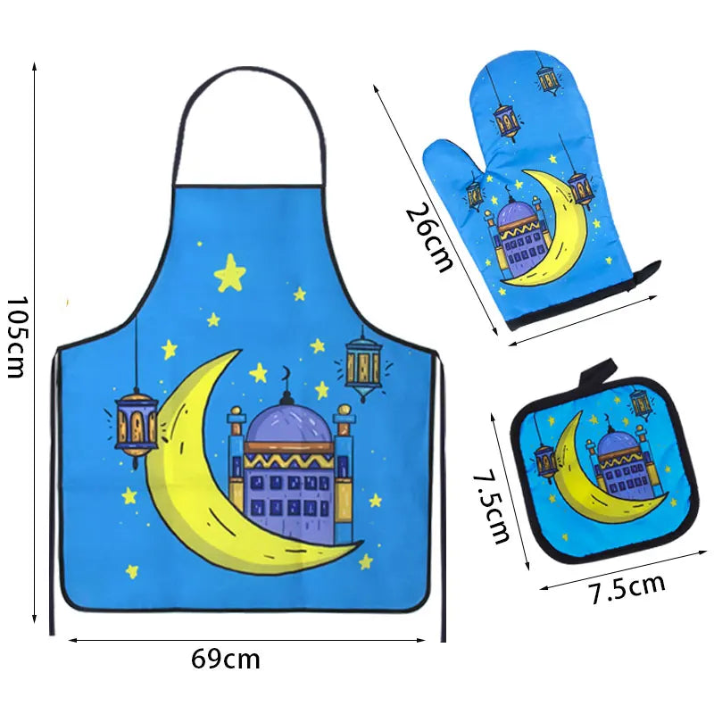 Ramadan Heat-Resistant Oven Gloves & Pot Holder Set