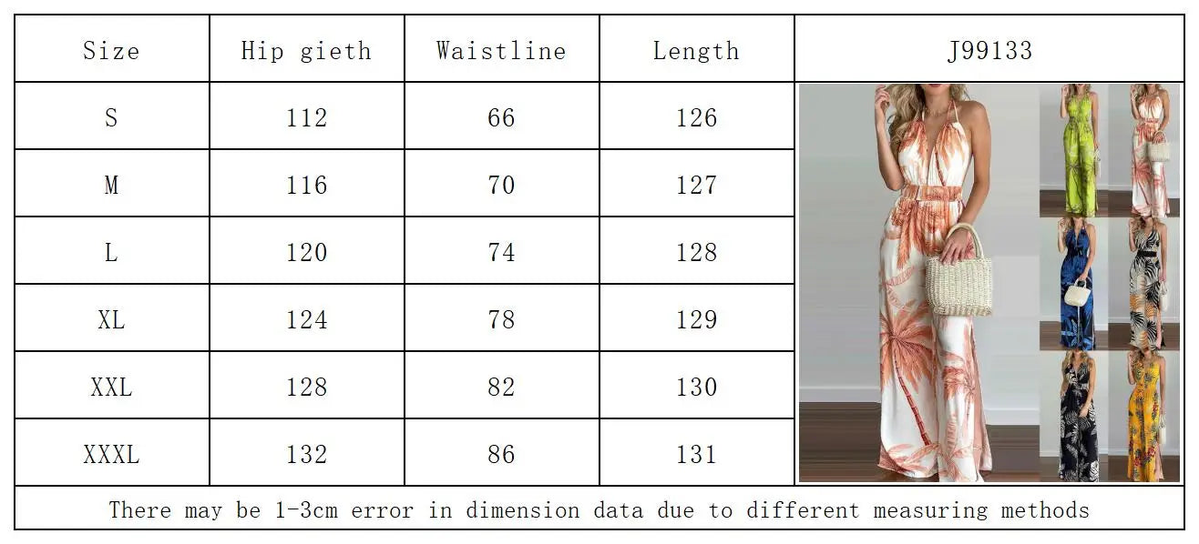 Colorful Printed Sleeveless V-Neck Jumpsuit for Women