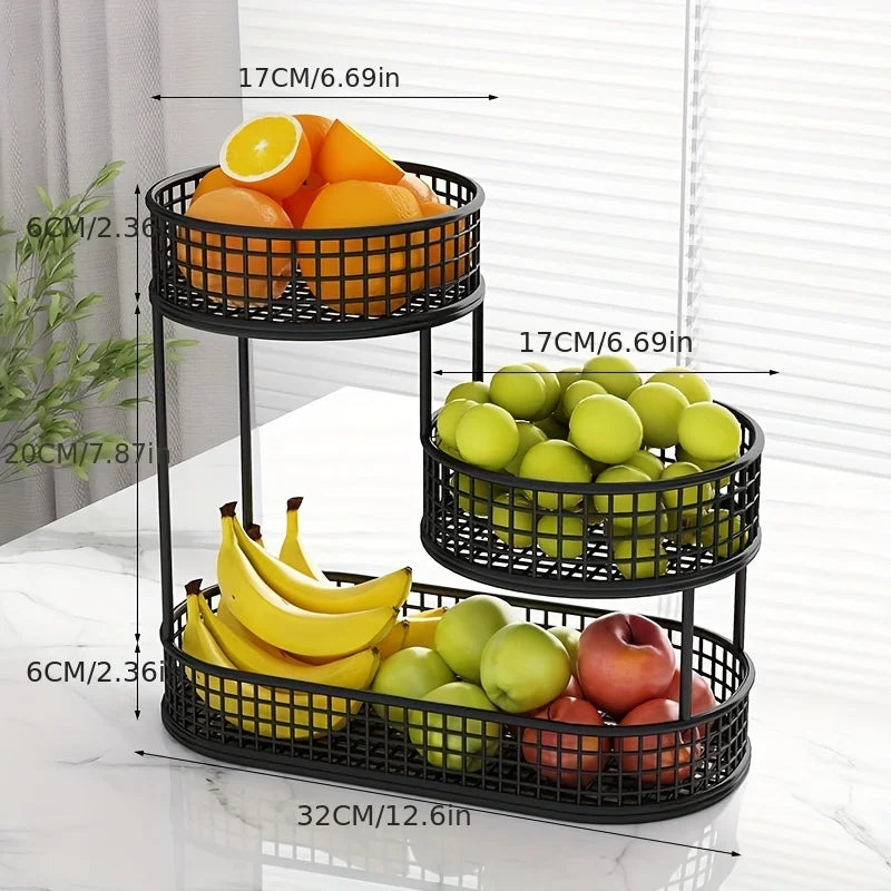 Stainless Steel Multi-Layer Fruit Basket – Round Storage Rack