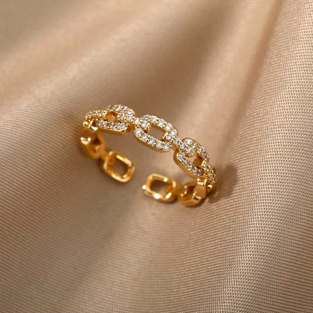 Gold Plated Zircon Crystal Ring