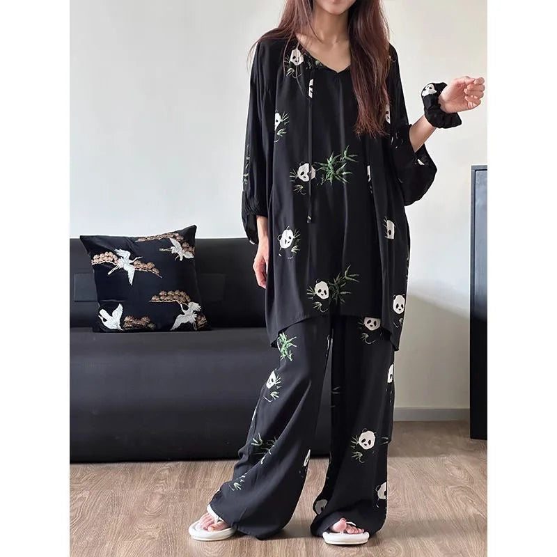 Women’s Cartoon Panda Pajama Set