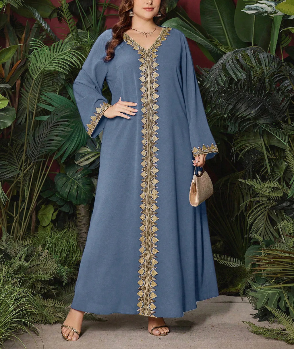 Plus Size Embroidered Maxi Dress