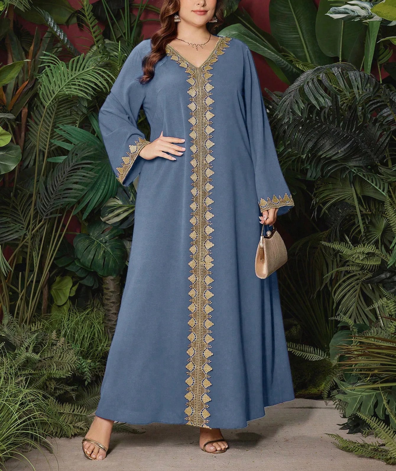 Plus Size Embroidered Maxi Dress