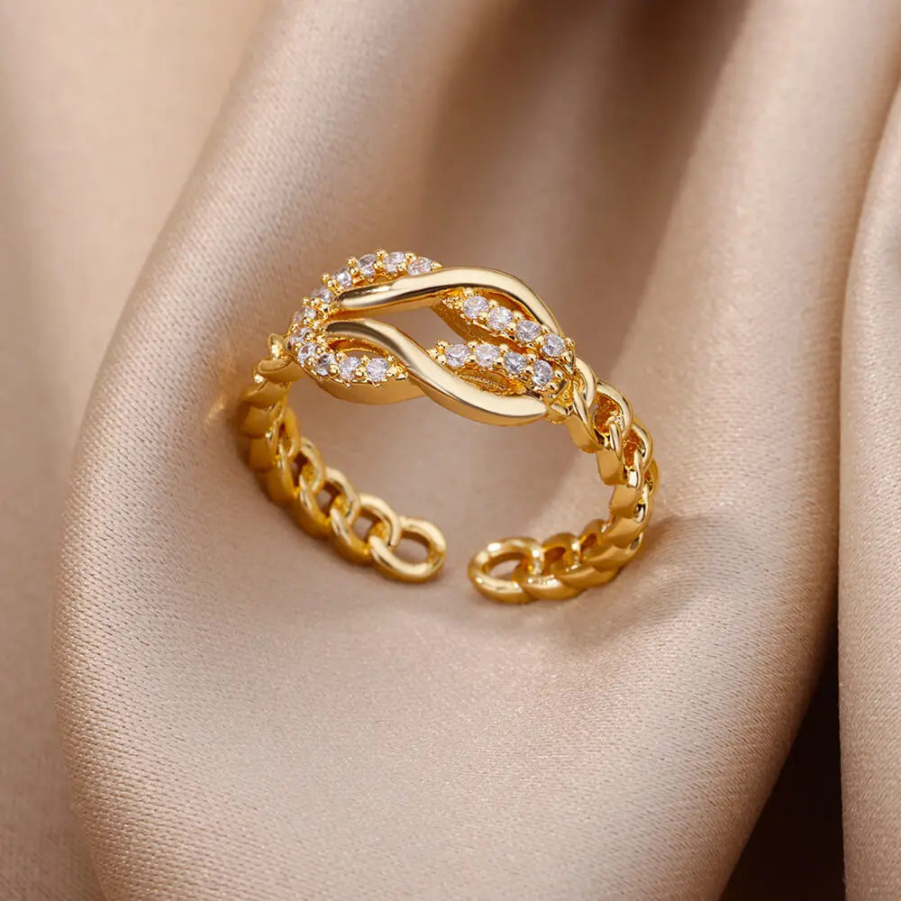 Gold Plated Zircon Crystal Ring