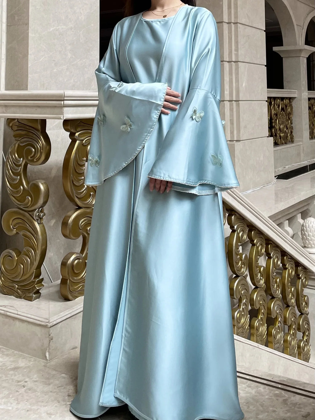 Elegant Satin 2-Piece Abaya Set