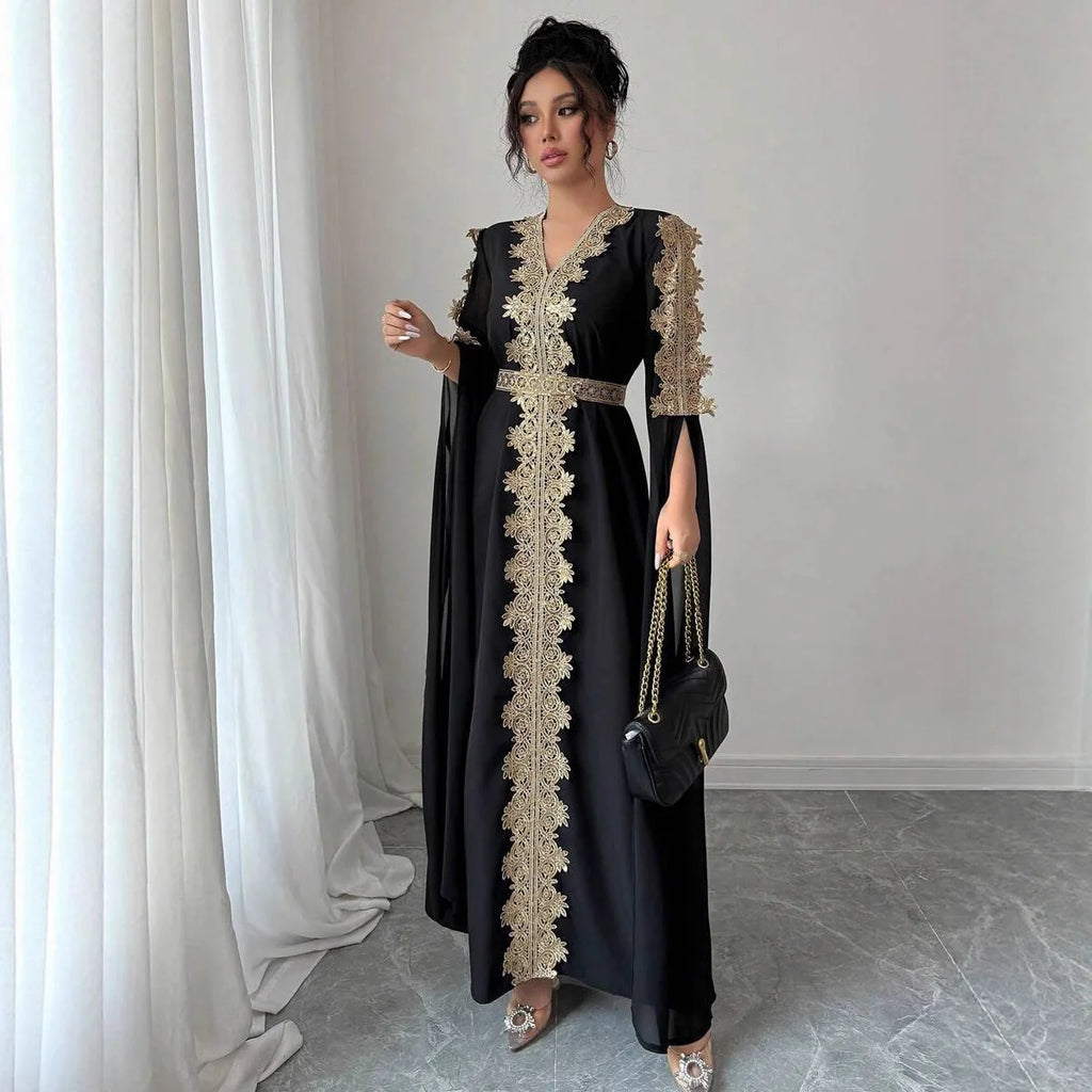 Elegant Eid V-Neck Abaya Dress