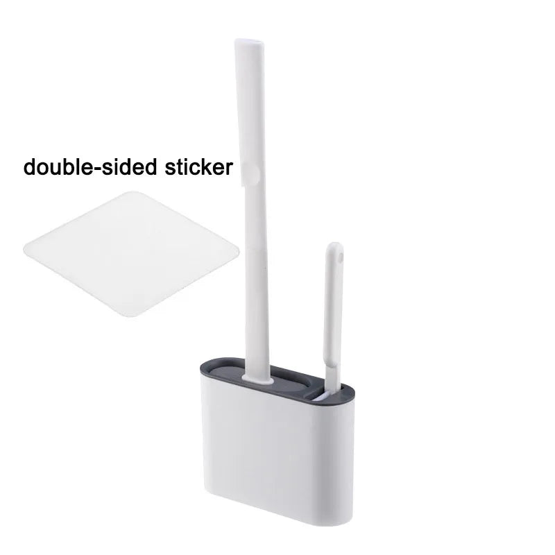 Wall-Mounted Silicone Toilet Brush with Holder