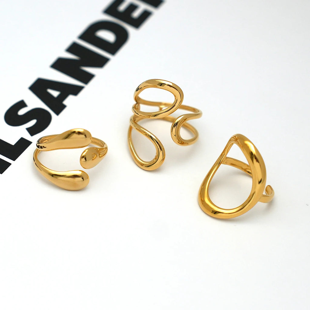 Elegant Stainless Steel Gold Ring