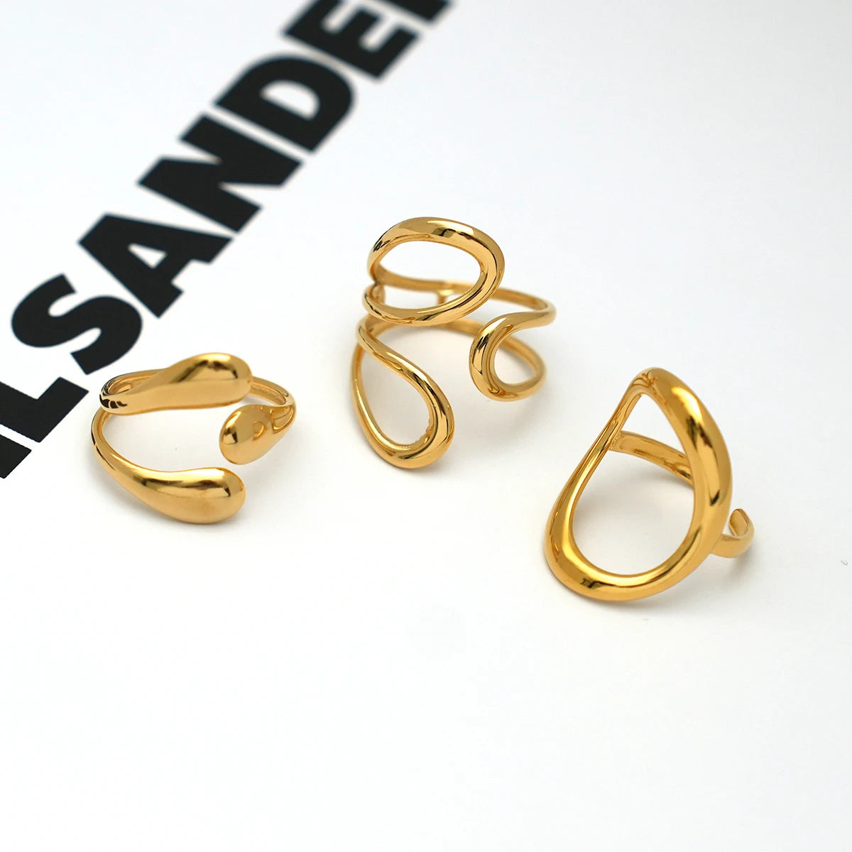 Elegant Stainless Steel Gold Ring