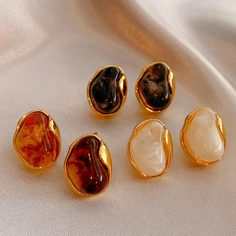 Elegant Amber Crystal Stud Earrings