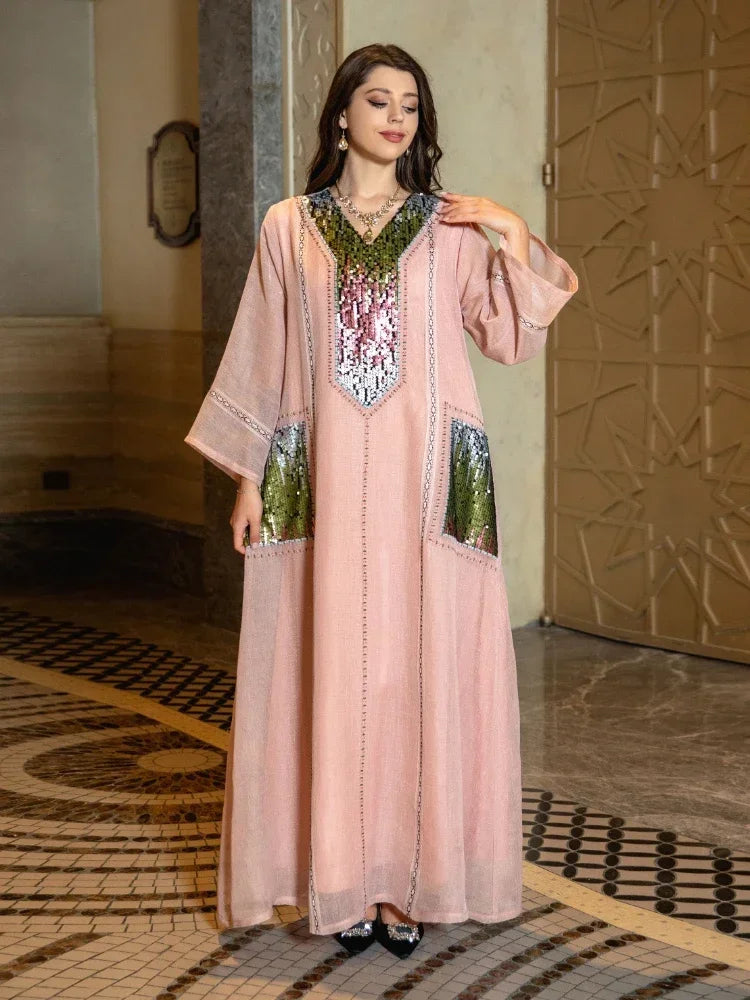 Elegant Sequin Eid Abaya Dress