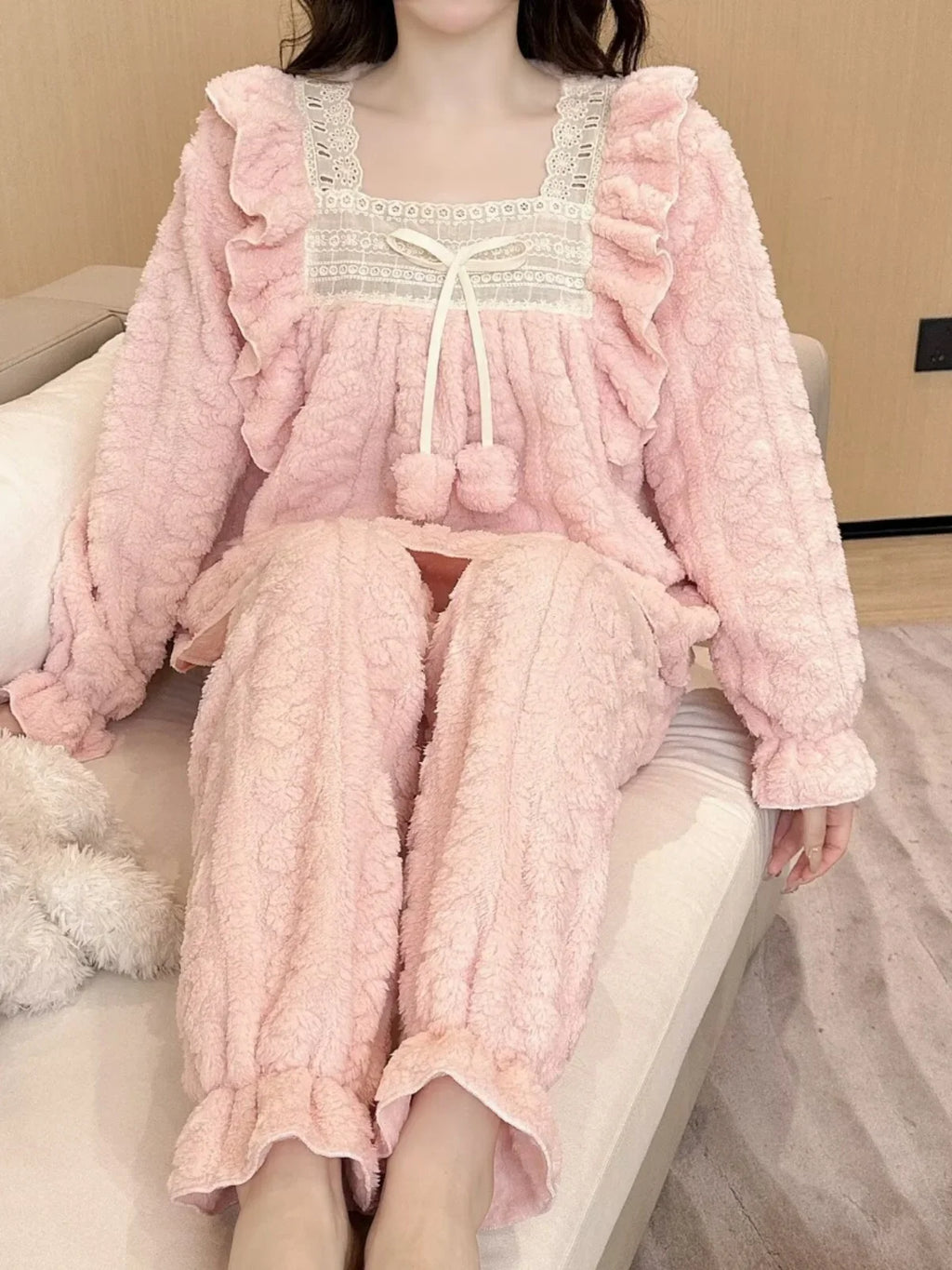 Pyjama Femme Velours Corail Hiver