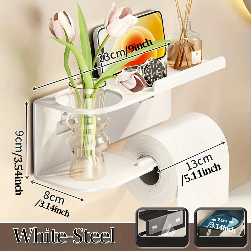 2-in-1 Toilet Paper Holder with Phone Shelf