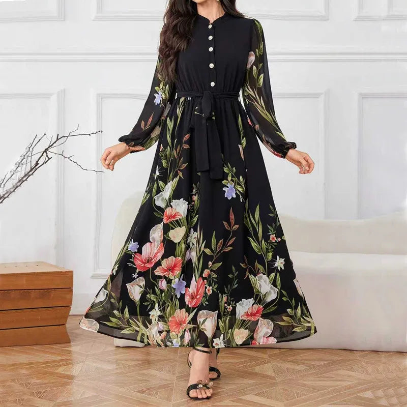 Chic Printed Long Sleeve Dress
