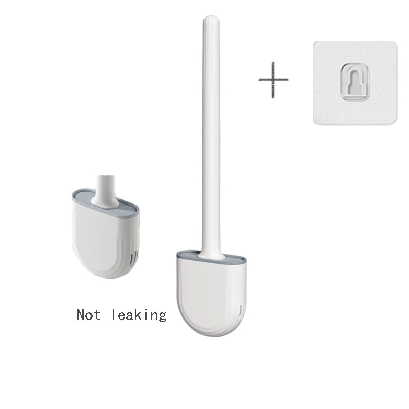 Wall-Mounted Silicone Toilet Brush with Holder
