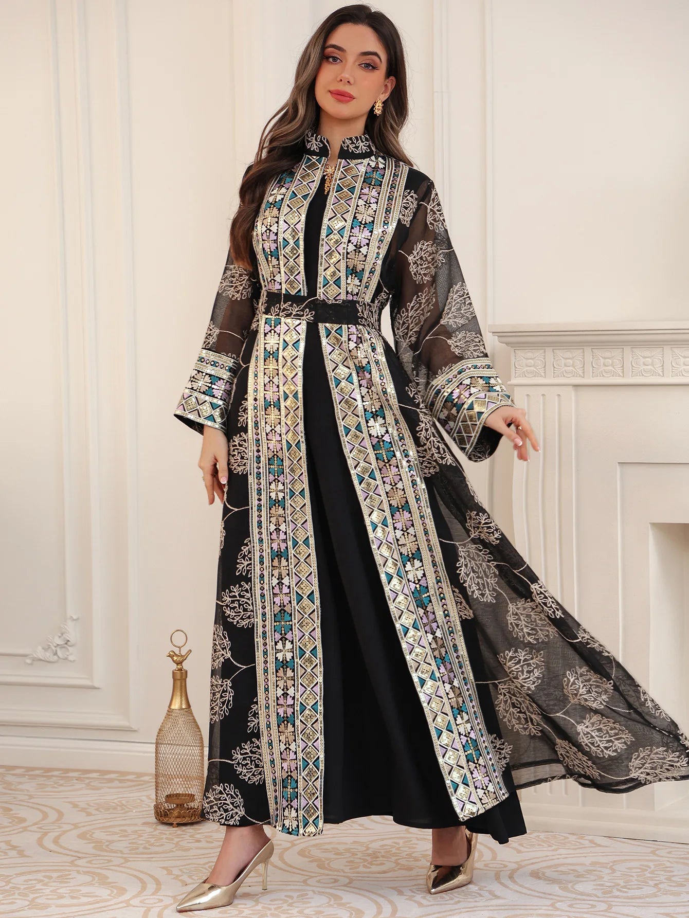 Ensemble Abaya Luxe 2 Pièces – Élégance Ramadan & Soirée