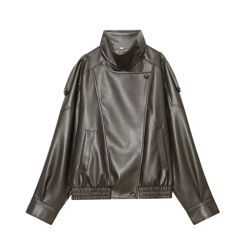 Women’s Black Faux Leather Moto Jacket