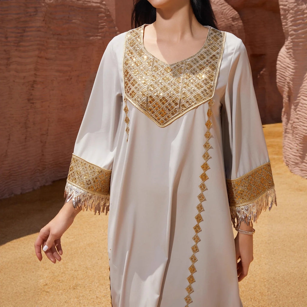 Elegant Sequin Abaya Dress
