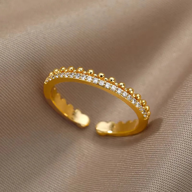 Gold Plated Zircon Crystal Ring