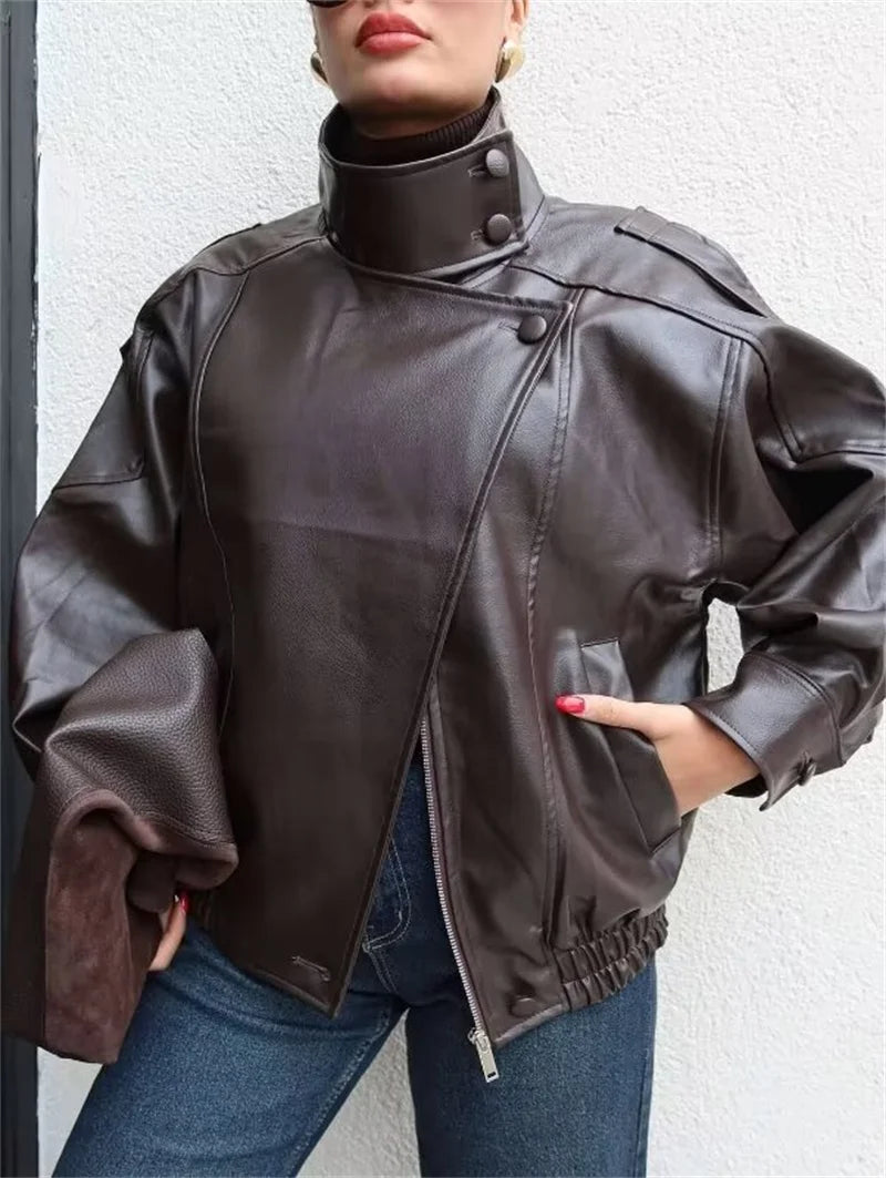 Women’s Black Faux Leather Moto Jacket