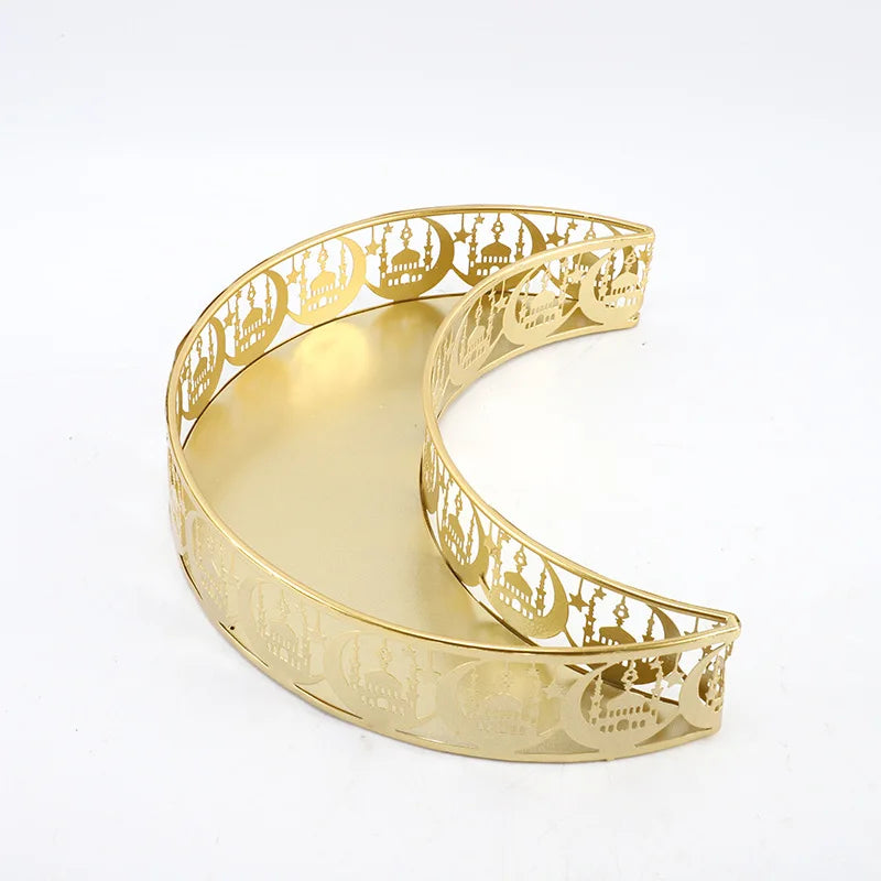 Plateau Décoratif Ramadan Étoile & Lune Dorée