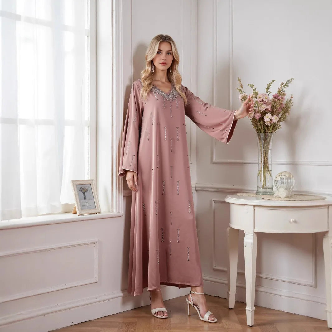 Elegant Diamond Embellished Abaya Dress
