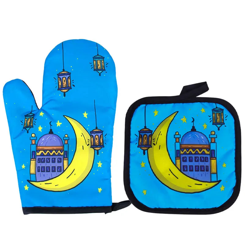 Ramadan Heat-Resistant Oven Gloves & Pot Holder Set