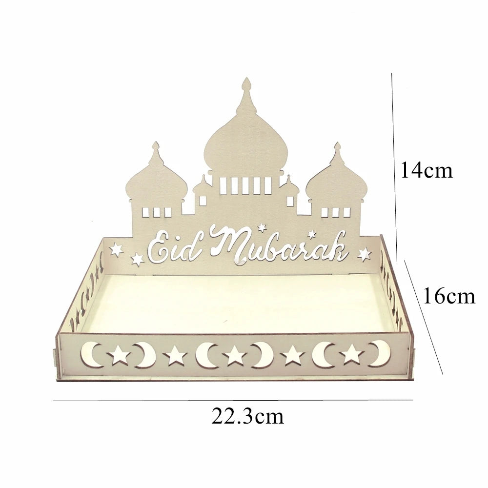 Islamic Wooden Tray for Eid & Ramadan – Moon Star Design
