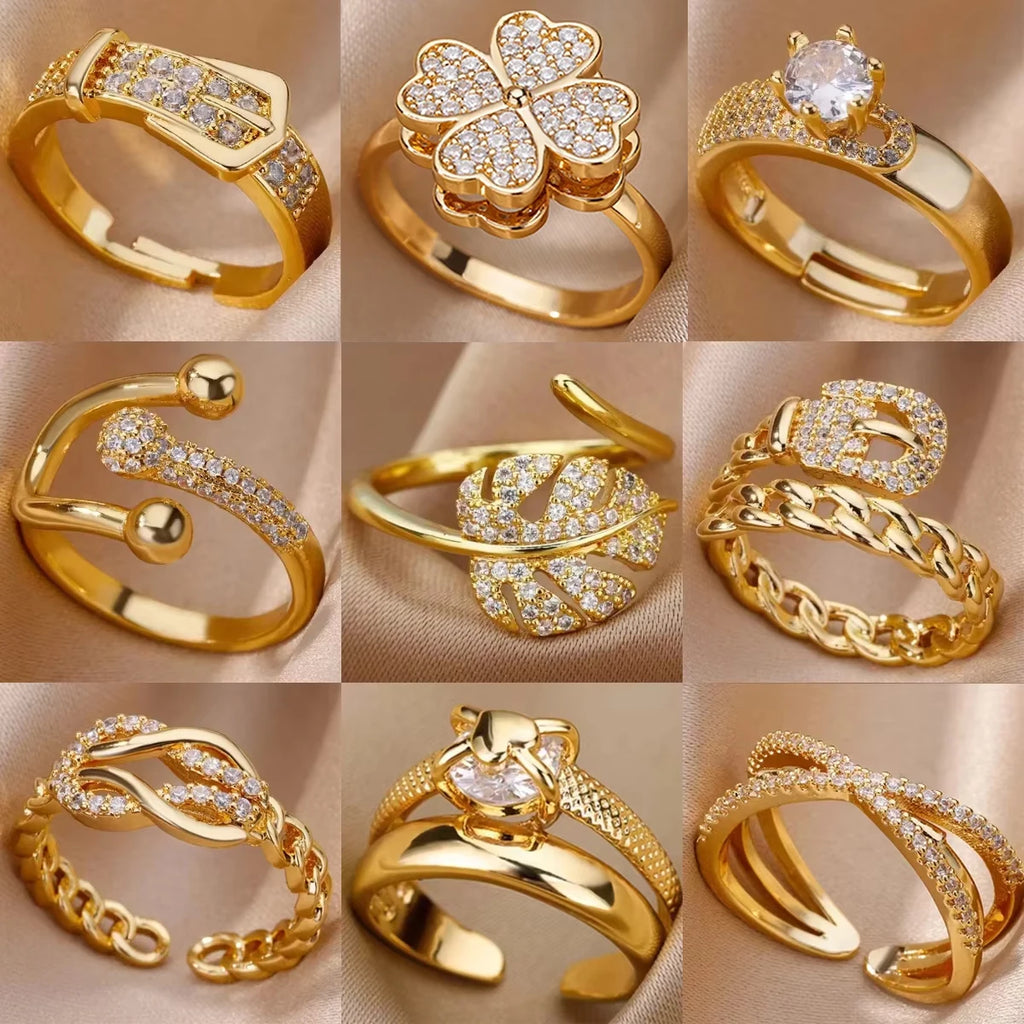 Gold Plated Zircon Crystal Ring