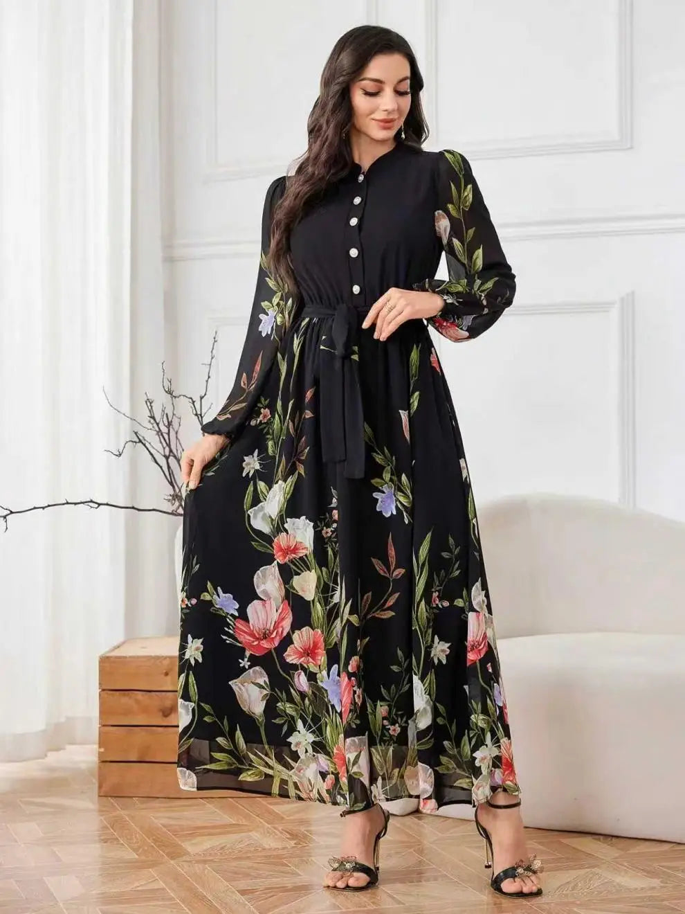Chic Printed Long Sleeve Dress