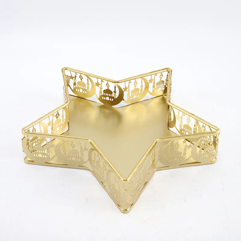 Plateau Décoratif Ramadan Étoile & Lune Dorée