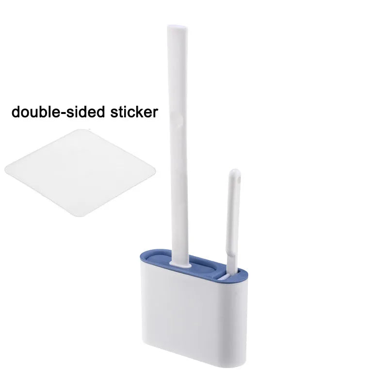 Wall-Mounted Silicone Toilet Brush with Holder