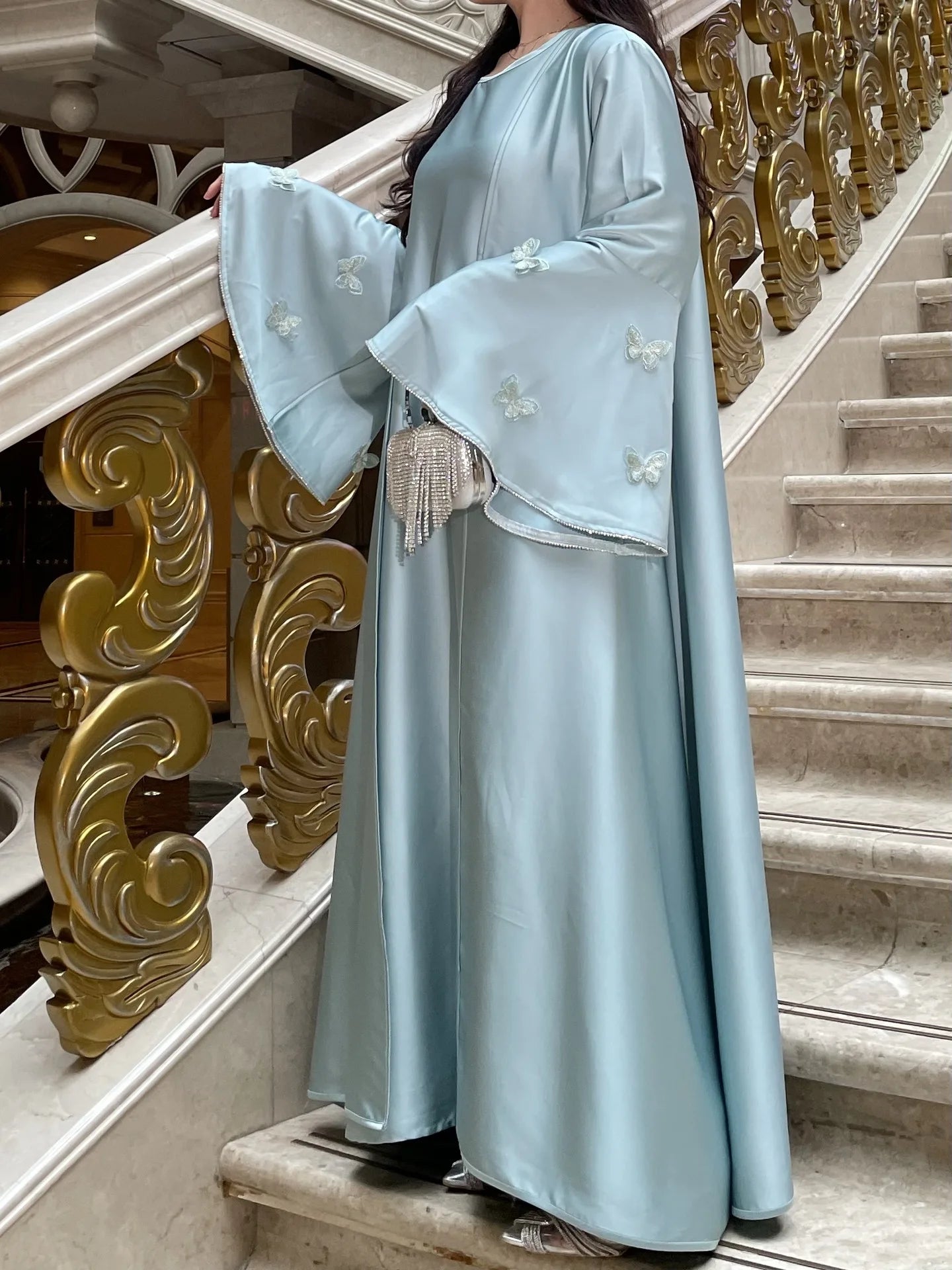 Elegant Satin 2-Piece Abaya Set