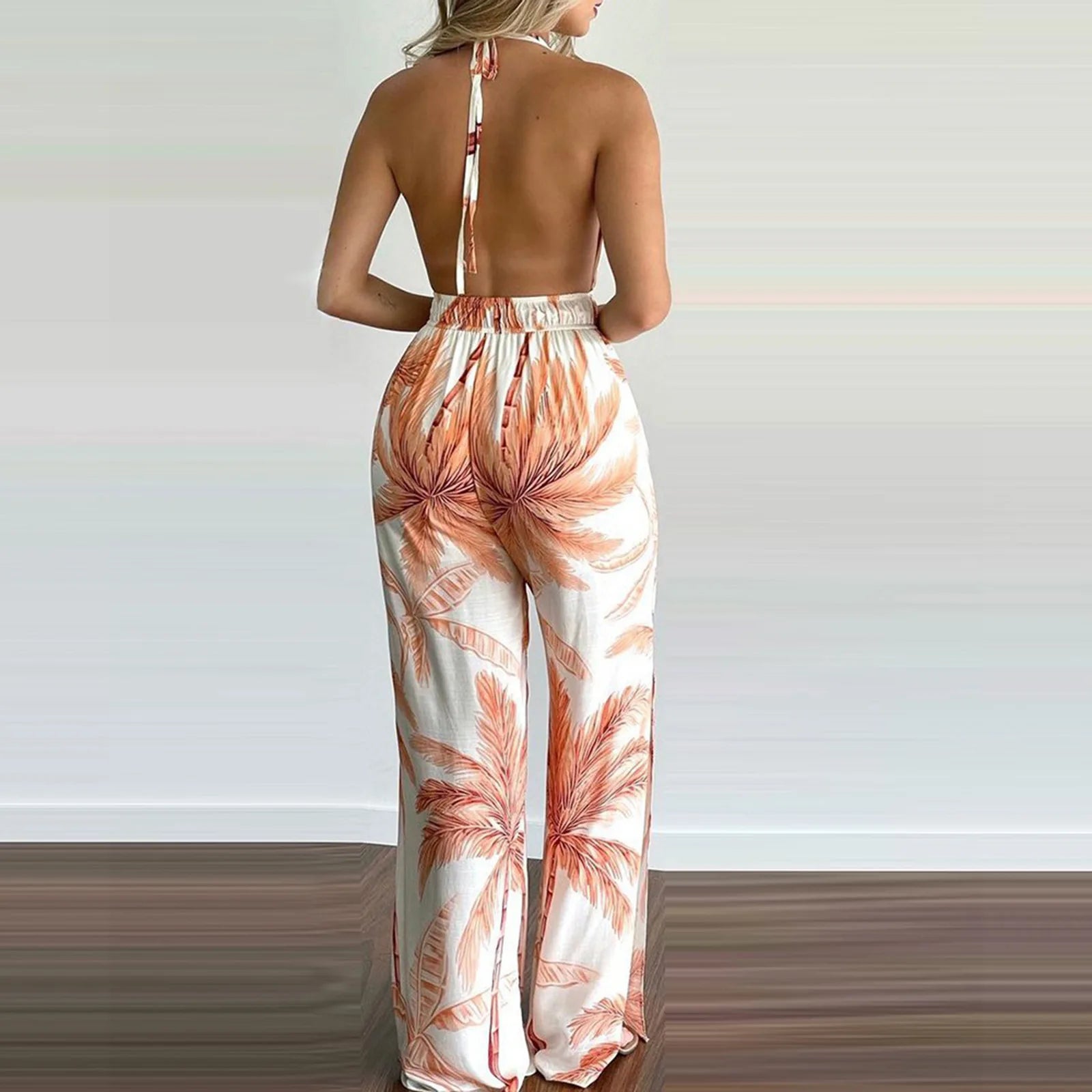 Colorful Printed Sleeveless V-Neck Jumpsuit for Women