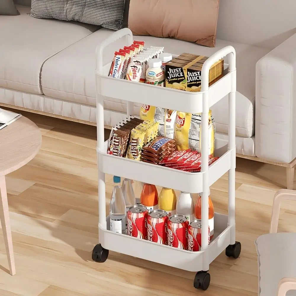 Multi-Functional Kitchen Storage Cart – Movable Floor Rack with Wheels