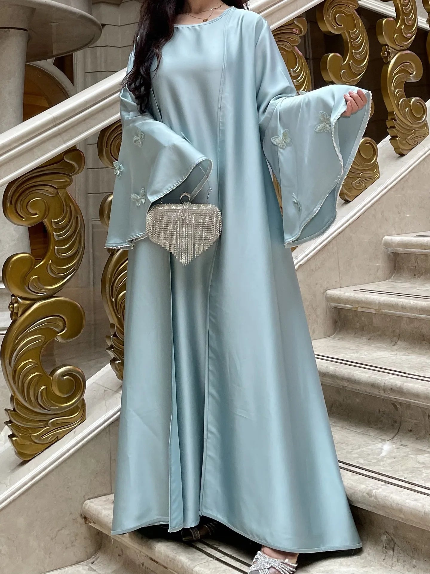 Elegant Satin 2-Piece Abaya Set